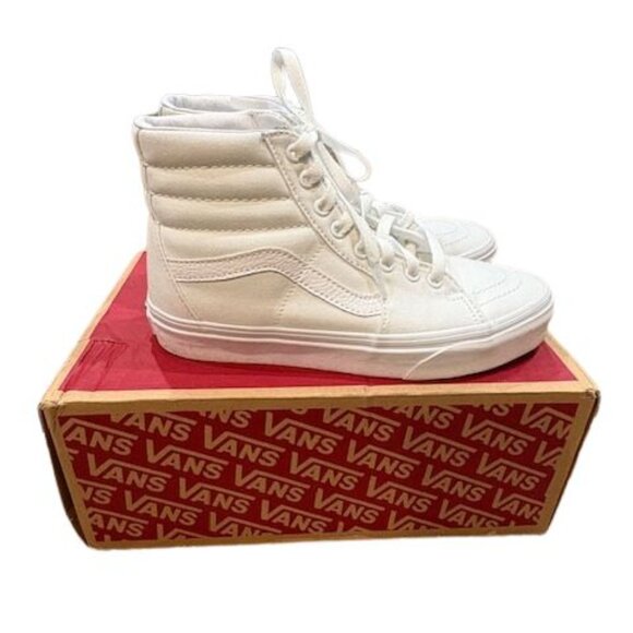 Vans Shoes - VANS Sk8-Hi Canvas Shoe in True White (Unisex) – Size 6 Men / 7.5 Women